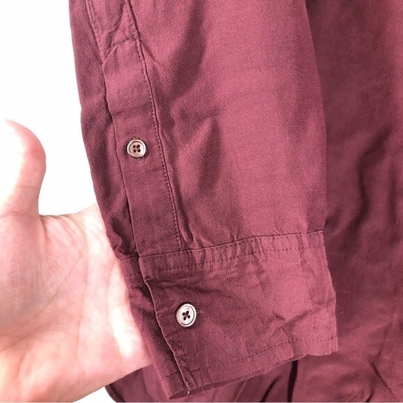 Aritzia Wilfred Maroon Tunic Long Sleeve Top V-Neck Button Shirt Popover XS - Picture 5 of 8
